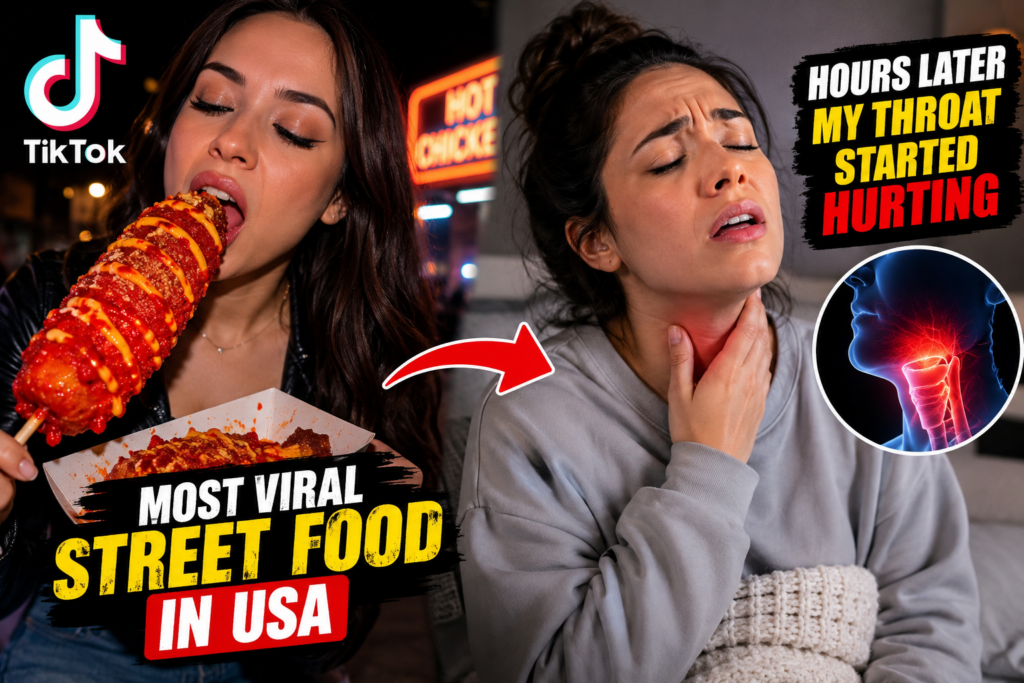 She Tried the Most Viral TikTok Street Food in the USA… Hours Later Her Throat Started Hurting