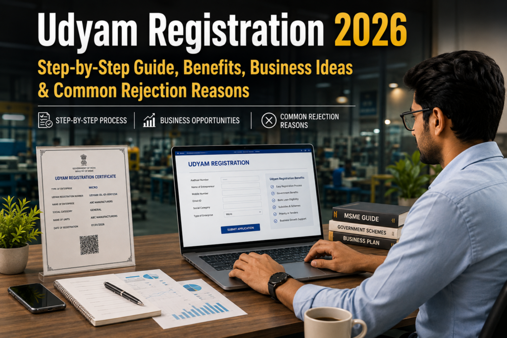 Udyam Registration 2026: Step-by-Step Guide, Business Ideas and Common Rejection
